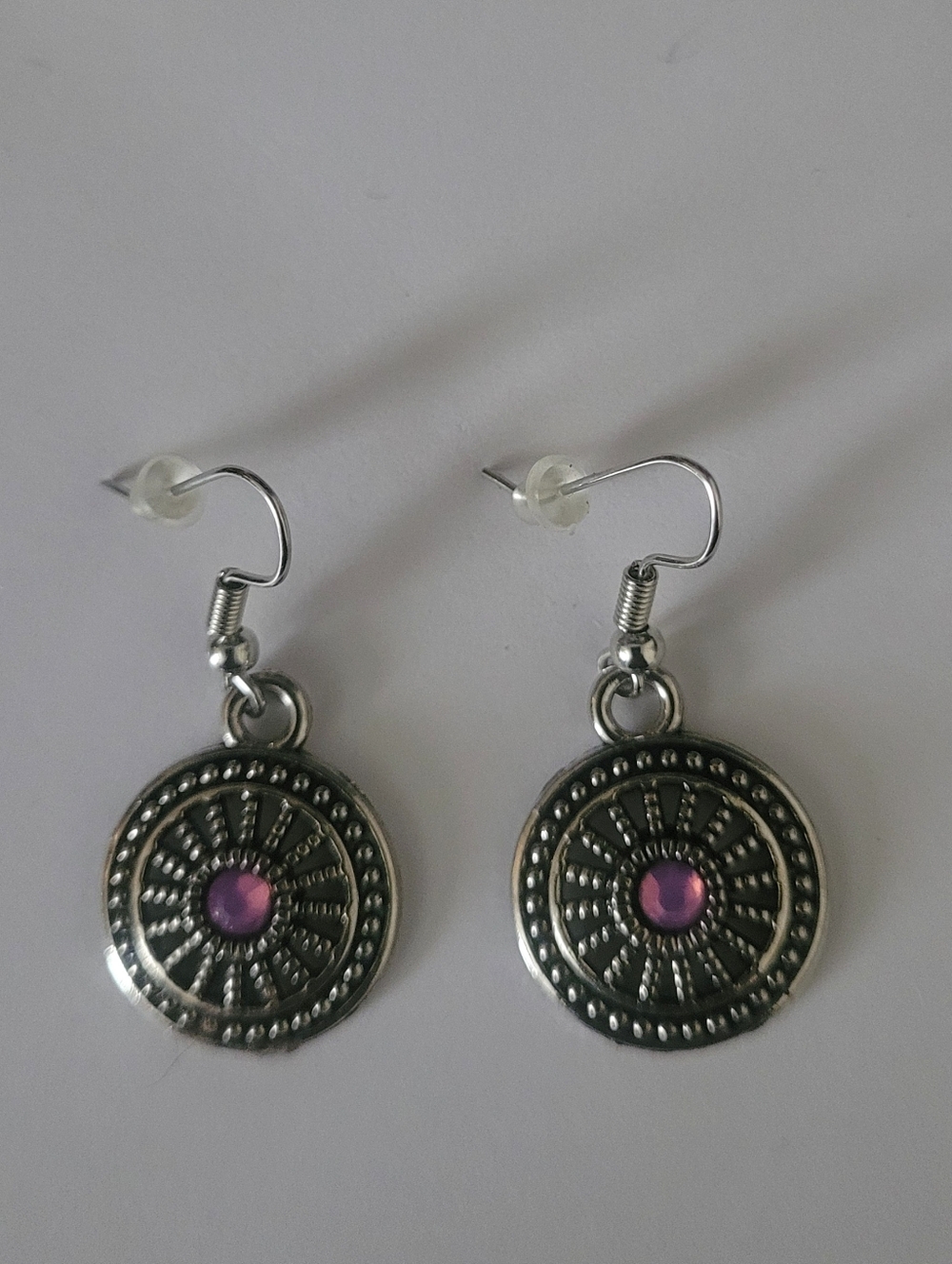 Iridescent Pink Rhinestone Dangle Earrings Paparazzi